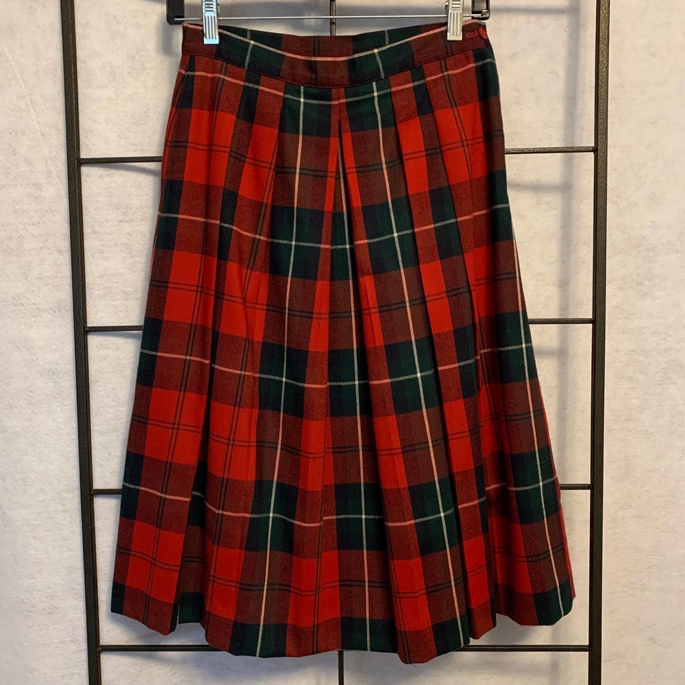 JONES NEW YORK Vintage‎ Style Plaid Pleated Wool Skirt Women's Size 10